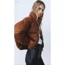 Campera Puffer Zara De Cuero Sintético Nueva!!! Oportunidad