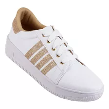 Tenis Casual Mujer Blanco Tacto Piel Stfashion 00303809