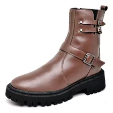 Bota Feminina Fivela Coturno Tratorado Marrom Dubuy