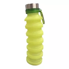 Garrafa Squeeze Retrátil Dobrável De Silicone 350-550 Ml Cor Verde