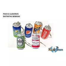 Pack De Coleccion 6 Llaveros Bebidas Y Cervezas En Lata