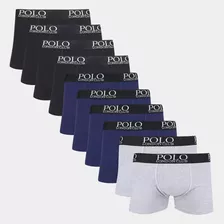 Kit Cueca Boxer 10 Pças Polo London Clube Elástico Gamer