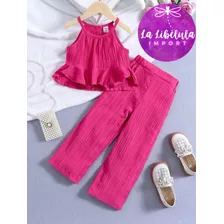 Hermoso Conjunto De Top Y Pantalón Para Niña