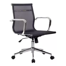 Cadeira De Escritório Mobly Diretor Eames Star Preta Com Estofado De Mesh