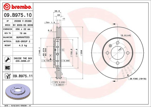 Discos Delanteros Ventilados Brembo Vw Gol Comfort2017 Foto 2