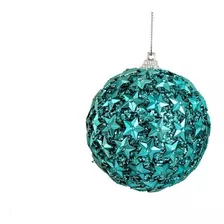 Adorno Bola Navideña Turquesa Tachas 8cm Decoracion Navidad