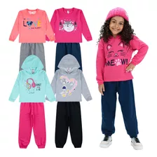 Kit C/ 4 Conjunto Moletom Menina De Inverno Feminino Frio