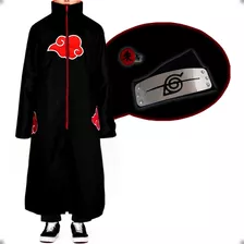 Kit Capa Akatsuki + Bandana + Anel Naruto Cosplay Manto M44