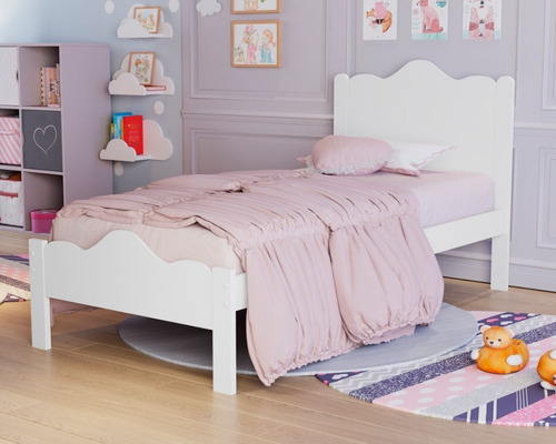 Cama Nina Solteiro Branca Com Coroa 100%mdf Reforçada 188x88