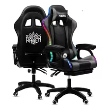 Silla Gamer Rgb Con Masajeador Y Reposa Pies 