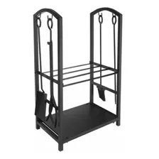 Set Leñero Rack Para Leña + Atizadores Estufas Calefactores