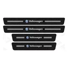 Kit Adesivo Soleira Porta Carro Volkswagen Fibra De Carbono