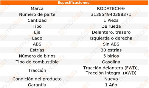 (1) Maza De Rueda Del O Tras Santa Fe L4 2.0l 13/19 Rodatech Foto 6