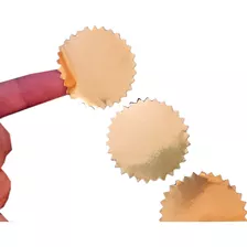 Etiqueta Dourada, Serrilhada 5x5cm P/ Chancela Rolo 100 Unid
