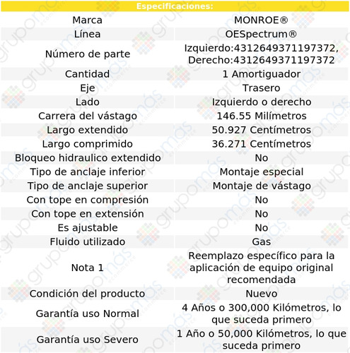 1 Amortiguador Tra Der O Izq Oespectrum Nissan 350z 03-05 Foto 3