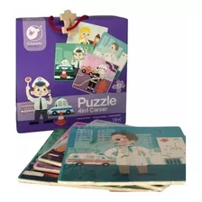 Puzzle 4 En 1 Profesiones Medida 20x20 Madera