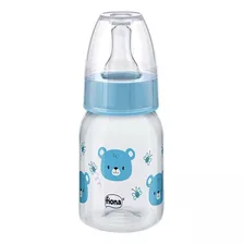 Mamadeira Bebê Com Bico De Silicone 120ml Ursinho Fiona Cor Azul Urso