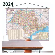 Mapa Estado São Paulo Banner Moldura Laminado Grande 120x90