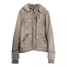 Campera Puffer Ecocuero De Mujer Impermeable Interior Piel