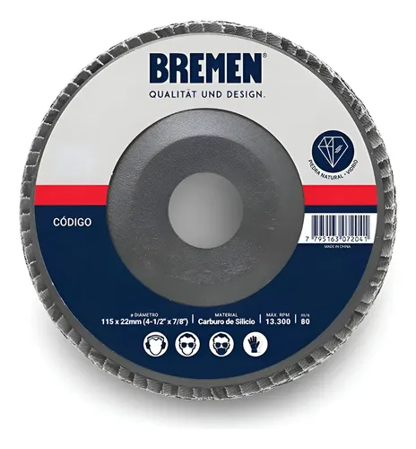 Disco Flap Bremen 115 Mm Carb. Silicio X 10 U. Piedra Vidrio Plateado