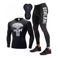 Conjunto Calça Ciclismo Bike E Camisa Térmica Justiceiro 