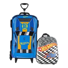 Kit Escolar Mala 3d E Mochila Infantil Hotwheels Diplomata