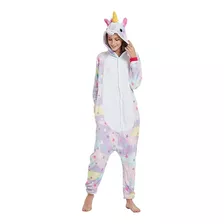 Piijama Mameluco Kigurumi Unicornio Disfraz Lila Rosa Adulto,tela Suave Y Satinada 7058