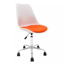 Silla Tulip Tipo Eames Operativa Color Blanco Y Naranja