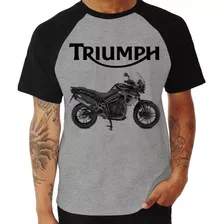 Camiseta Raglan Moto Triumph Tiger 800 Xrx Preta 2016