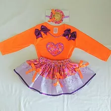 Vestido Conjunto Junino Infantil Com Body, Saia E Laços