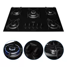 Cooktop 5 Bocas Com Mega E Tripla Chama Turbo Glass Dako