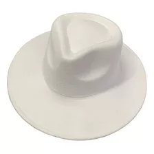 Chapéu Clássico Fedora De Feltro Branco Aba Grande 8,5cm
