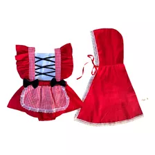 Roupa Bebê Chapéuzinho Vermelho Com Capa Mesversário Romper