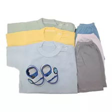 Kit C/7 Roupas Bebe Camiseta+shorts Peças Verão Maternidade 