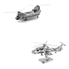 Pack 2 Puzzles 3d Metal, Helicópteros Chinook + Comanche