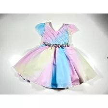 Vestido Infantil Unicórnio Candy Colors Chuva De Amor Benção