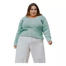 Blusa Feminina De Lã Plus Size Grossa Inverno Verde Menta