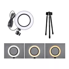 Ring Light De Mesa Iluminador De Led Tripé 6 Polegadas 16cm