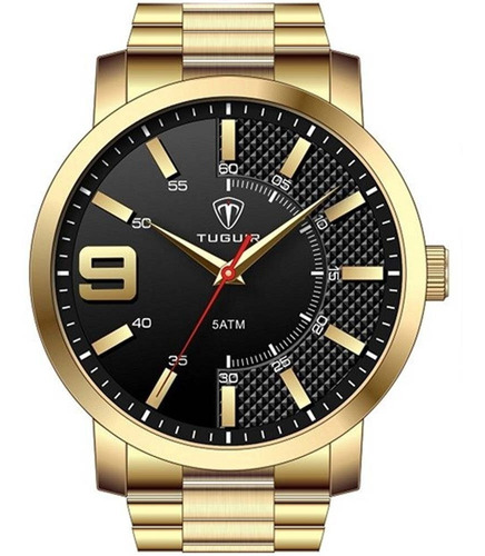 Relógio Masculino Dourado Tuguir 1 Ano Garantia