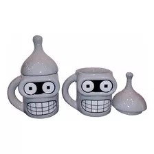 Taza Bender Futurama Con Tapa