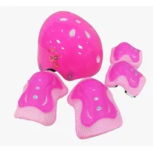 Kit Proteção Infantil Para Patins Patinete Skate Roller Rosa