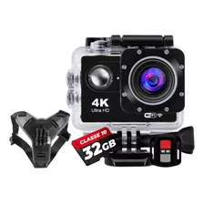 Câmera Action Sport 4k Fullhd + 32gb + Queixo Capacete Moto