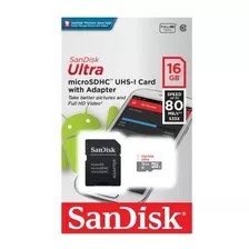 Cartão De Memória Micro Sd 16gb 80 Mb/s - Sandisk