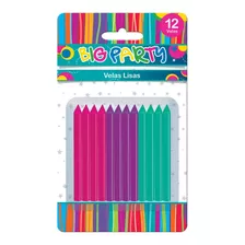 Pack 2 Set Velas Colores Y Diseños 12 Unidades Big Party