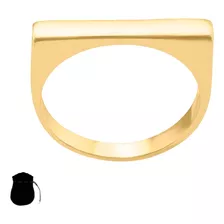 Anel De Ouro 18k Chapinha Retangular Liso Elegante Exclusivo