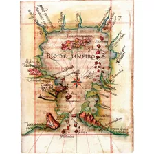 Poster Retrô Baía De Guanabara 1574 Mapa Decor 33 Cm X 48 Cm