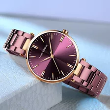 Mini Focus Reloj De Cuarzo Resistente Al Agua Elegante Para Color De La Correa Púrpura