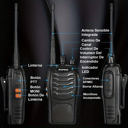 Radios Walkie Talkies Bf-888s 2 Piezas Kit Con Manos Libres Foto 5