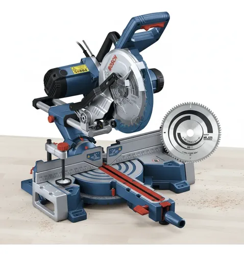 Kit Bosch: Sierra Ingletadora Telescópica Dual 1800w + Hoja 254mm 80d Madera Aluminio Pvc