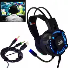 Fone De Ouvido Headset Jogos Gamer 7.1 P2 Luzled + Microfone